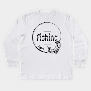 Fishing Rod: Hooked on Adventure Kids Long Sleeve T-Shirt